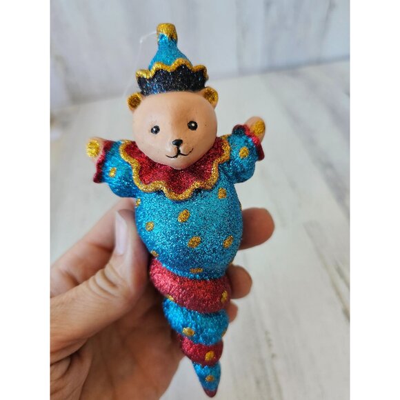 Dept 56 bear clown spiral ornament icicle Xmas circus tree - Picture 7 of 8